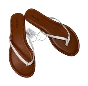 Maurices Ruby Sandals White Cognac Thong Flip Flops NWT thumbnail 1