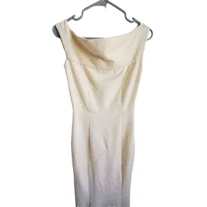 Muxxn White Dress Women Size Small Fit Flare Cream White Boat Neck Mermaid Prom thumbnail 6