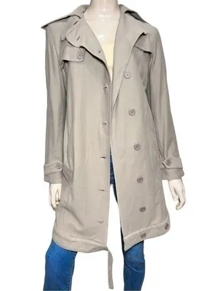 Harlow Vintage Y2K Women’s Size XS Tan Nude Beige Cotton Trench Coat Jacket thumbnail 1