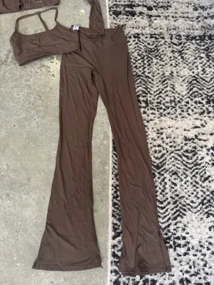 3 Piece Athleisure Set Brown thumbnail 4