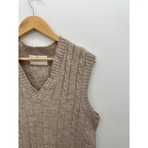 Vintage Jantzen Cable Knit Sweater Vest Tan Wool‎ Blend Grandpa Academia L thumbnail 4