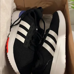 Adidas Black and White Shoes with Blue and Red Details thumbnail 11