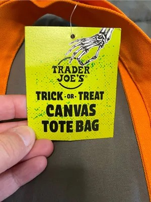Trader Joe's Trick Or Treat Canvas Tote Bags - Limited Edition Orange and Black thumbnail 2