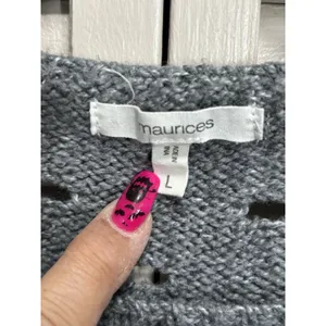 Maurices‎ Open Knit Sweater Gray Size Large Long Sleeve Boat Neck High/Low thumbnail 3