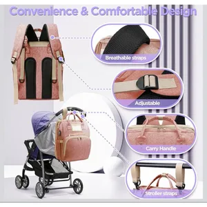 NEW Pink 6 in 1 Diaper Bag Backpack Pad Travel Changing Station thumbnail 5