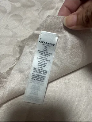 Coach Women's Signature Scarf Taupe Silk Blend thumbnail 4