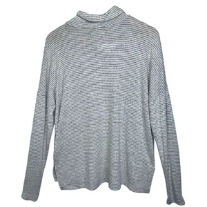 Abercrombie & Fitch Gray White Striped Long Sleeve Turtleneck Sweater Top Size L thumbnail 2