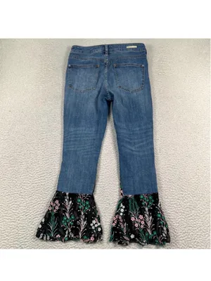 Anthropologie Pilcro & The Letterpress Floral Hem Jeans thumbnail 3