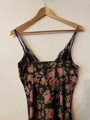 Zara Brown Maxi Slip Lingerie Style Print Dress Pink Floral Small thumbnail 6