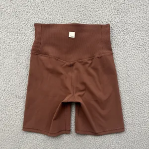 Vuori Rib Studio Shorts 6" Brown Athletic Athleisure Yoga Biker Women's XS thumbnail 2