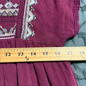 Free People Women’s Size S Sunrise Wanderer Mini Boho Embroidered Dress Plum thumbnail 11