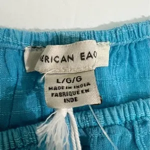NWT American Eagle Blue Gauze Boho Cropped Smocked Top Size L thumbnail 5