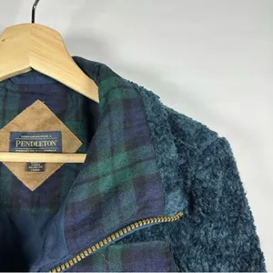Pendleton Fuzzy Sherpa Teddy Full Zip Jacket Women's‎ Medium Wool C47 thumbnail 3
