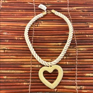 Gold Tone Heart Necklace on Cord 17”-19” NWT thumbnail 3