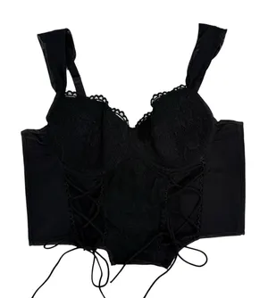Sexy M Bustier Corset Bra Whimsigoth‎ Jezebel Lingerie Lace Underwire Long Line thumbnail 1