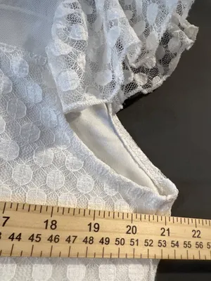 Shannon Ford New York Womens XL White Polka Dot Lace Mesh Blouse Coquette thumbnail 7