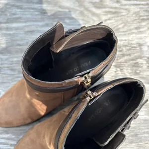 [Franco Sarto] Brown Leather‎ Side Zip Heeled Ankle Boots size 7.5 thumbnail 4