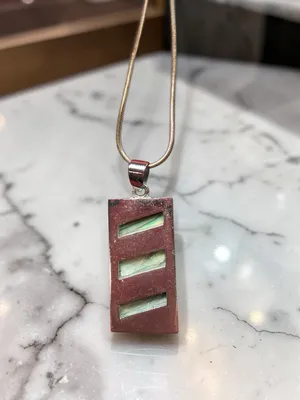 Abalone Paua Shell Inlay Rectangle Pendant Necklace Gold Tone Snake Chain Boho thumbnail 10