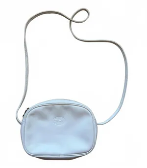 Longchamp Paris 1948 Pebbled Leather Crossbody Bag Purse Zip France White thumbnail 1
