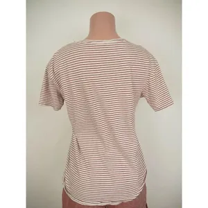 Zara Top Womens Small V-Neck Red White Stripe Short Sleeve T-Shirt Size Small thumbnail 3
