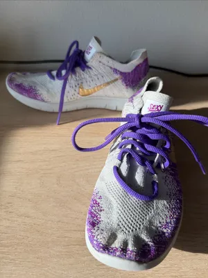 Nike iD Purple and White Knit Slip-On Sneakers, Size 6 thumbnail 2
