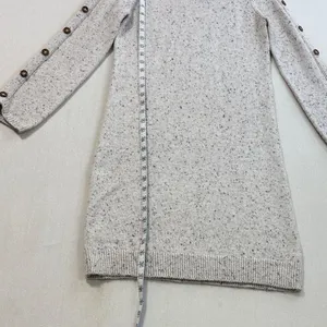 LOFT Heather Gray Long Sleeve Dress with Button Details thumbnail 6