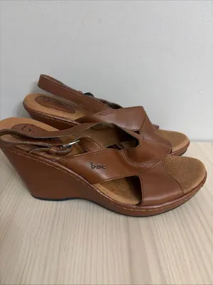 Comfortable Brown Leather Slingback Sandals - Brand: b.o.c.size 8 thumbnail 4