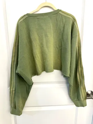 Aviator Nation Classic Stripe Cropped CREW Sweatshirt RELAXED NWT Large thumbnail 4