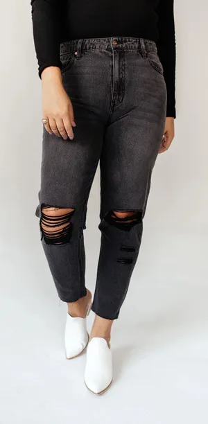 Bohme Harold Distressed Mom Jeans Faded Black‎ High Rise Size 28 thumbnail 1