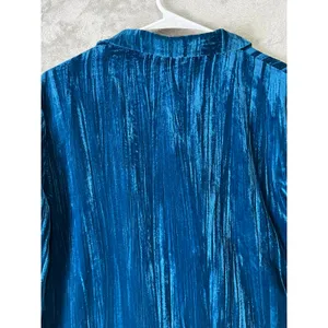 WILD Teal Velvet Blazer Jacket Double Breasted Boho Luxe Statement Eclectic S/M thumbnail 4