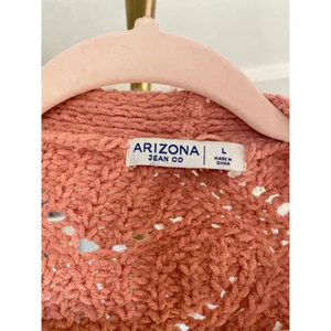 Arizona Jeans Chunky Knit Cropped Cardigan Cozy Cottagecore Orange Pink L thumbnail 5