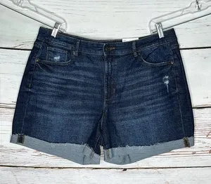 Sonoma NWT Size 18 Blue Denim Distressed High Rise Curvy Jean Shorts thumbnail 1