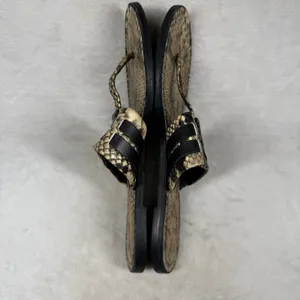Tory Burch Miller Thong Sandals Snakeskin Print Leather Black Logo 9.5M 8099 C20 thumbnail 6