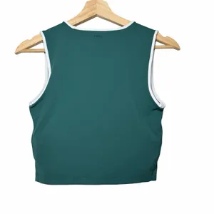 Abercrombie YPB studioFLEX Portrait Tank Women M Green White Trim Cropped Preppy thumbnail 3
