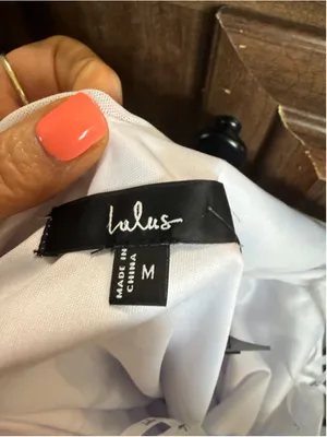Women's Lulus White Halter Ruched Mini Dress M thumbnail 4