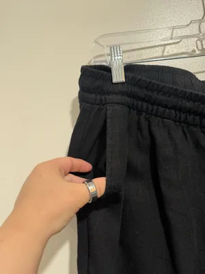 Old navy black High-Waisted Linen-Blend Super Wide-Leg Pants Size medium thumbnail 4