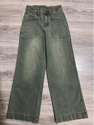 Womens High Rise Wide Leg Utility Pants 24x29 Faded‎ Olive Green Size M Gorpcore thumbnail 1