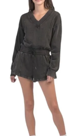 FREE PEOPLE MOVEMENT Intercept Romper Size L Black Charcoal thumbnail 1