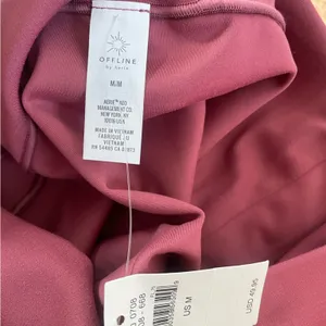 NWT Offline by Aerie real me lace up 7/8 leggings size M red Dusty rose/pink thumbnail 8