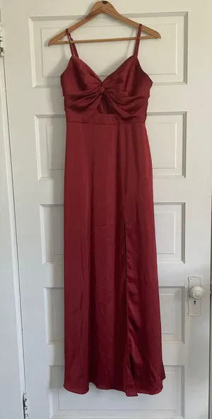 Azazie Jenna Rust Satin Formal Dress thumbnail 4