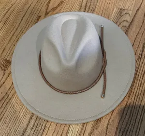 Elegant Beige Fedora with Brown Band Tan thumbnail 1