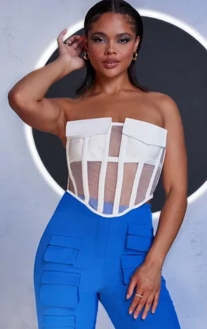 Club L White Strapless Utility Pocket Corset Top thumbnail 1