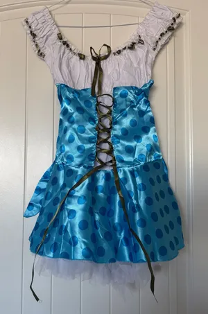 ✨💙 Fairycore Princess Mini Dress – Blue Polka Dot Satin + Tulle 💙✨ thumbnail 1