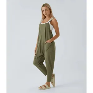Halara Olive Green Ankle‎ Length Casual Loose Tapered Jumpsuit Med NWT thumbnail 10