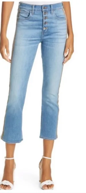 Veronica Beard Carolyn Baby Boot High Rise Tuxedo Stripe Crop Jeans 29/8 thumbnail 1