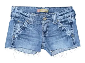Vintage Old Navy Ultra Low Rise Micro Mini Jean Booty Shorts Blue Denim Sz 2 Y2K thumbnail 1