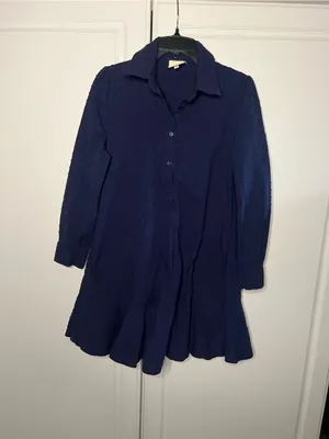 Tuckernuck Callahan Navy Swiss Dot Shirt Dress thumbnail 8