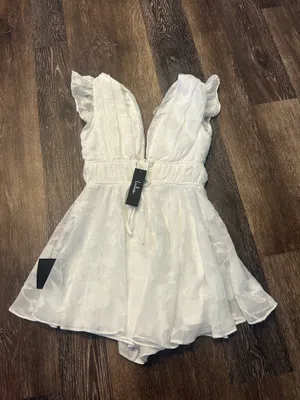 Lulus All About The Flowers White Burnout Floral Ruffled Romper thumbnail 3
