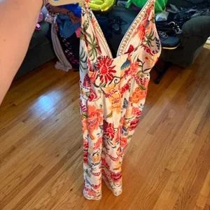Cupshe Floral Tropical Maxi Dress White Multicolor V-Neck Sun Dress Boho Summer thumbnail 6