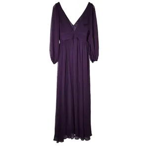 Lulus Enchant My Love Dark Purple V-Neck Long Sleeve Maxi Dress Small thumbnail 4